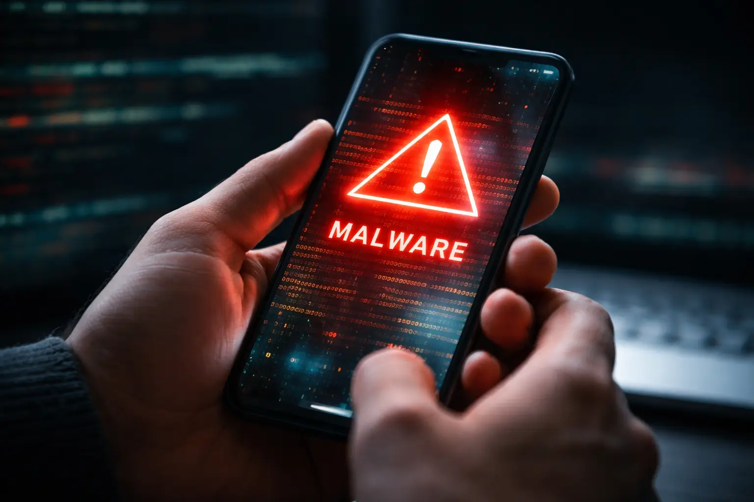 Perseus Android Malware warning on smartphone screen