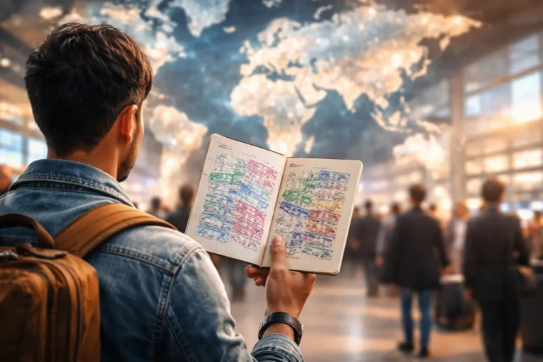 Traveler exploring visa-free countries with passport