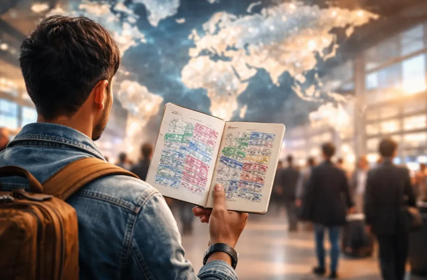 Traveler exploring visa-free countries with passport