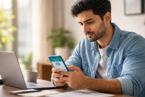 KreditBee loan app usage on smartphone by young professional