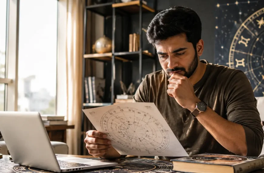 Person examining an astrology birth chart while considering whether astrology really works