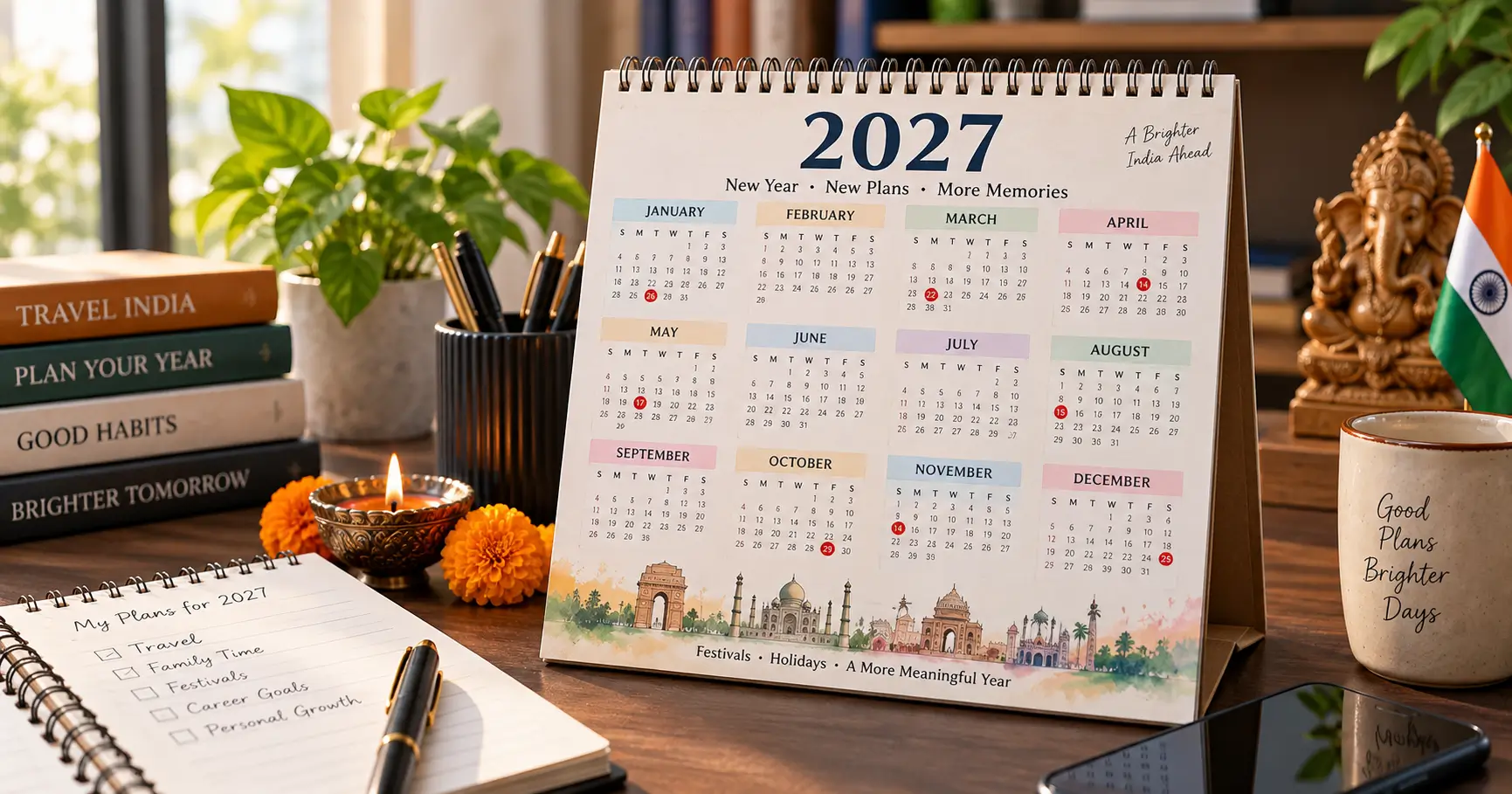 2027 calendar with holidays in India