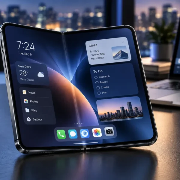 Conceptual foldable smartphone representing Apple's expected foldable iPhone ahead of the September 2026 event
