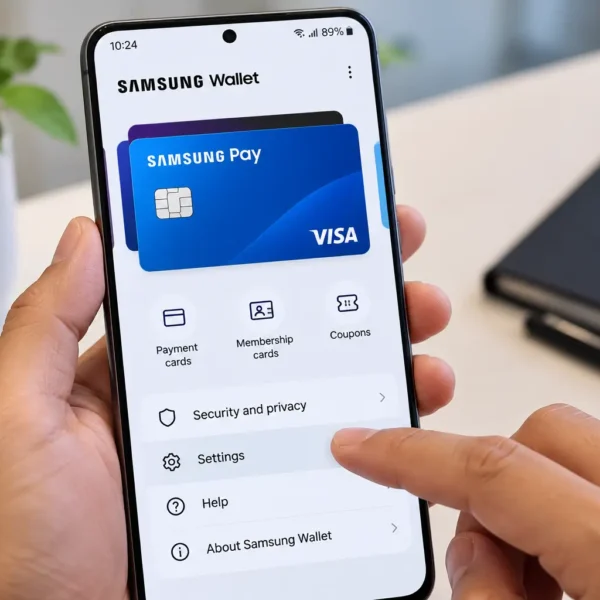 Samsung Galaxy phone showing Samsung Wallet settings for deactivating Samsung Pay