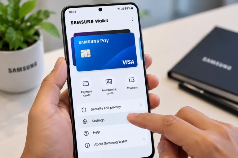Samsung Galaxy phone showing Samsung Wallet settings for deactivating Samsung Pay