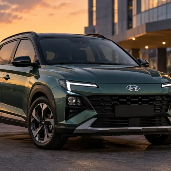Hyundai Bayon-inspired upcoming SUV shown in a three-quarter front view with distinctive modern LED lighting.