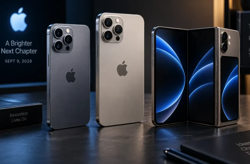Conceptual image representing the expected iPhone 18 Pro, iPhone 18 Pro Max and reported foldable iPhone Duo