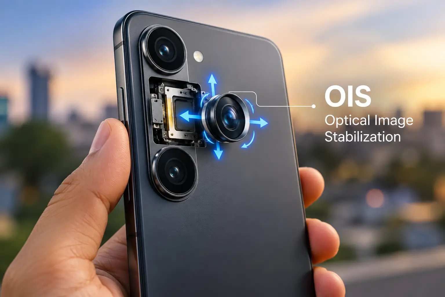 OIS camera optical image stabilization inside a smartphone