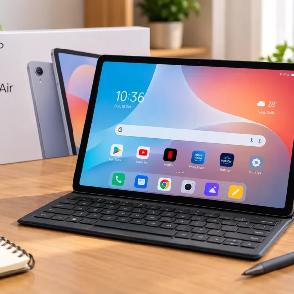 OPPO Pad Air tablet with 10.36-inch display and stylus on a desk