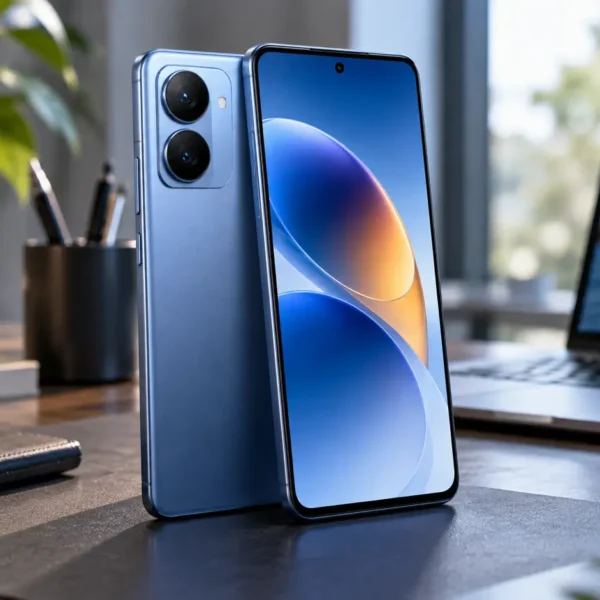 Redmi Note 17 Pro 5G-style smartphone displayed on a modern technology desk