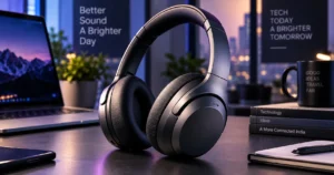 Conceptual premium wireless noise-cancelling headphones representing Sony's new WH-1000XM4C