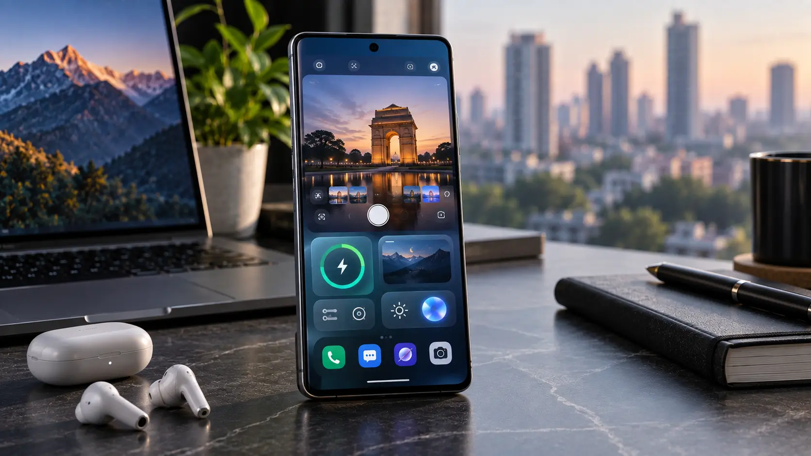 Conceptual premium Android smartphone representing the upcoming vivo X500 Pro in a modern Indian technology workspace