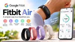 Google Fitbit Air screenless fitness tracker with its minimal wristband design.