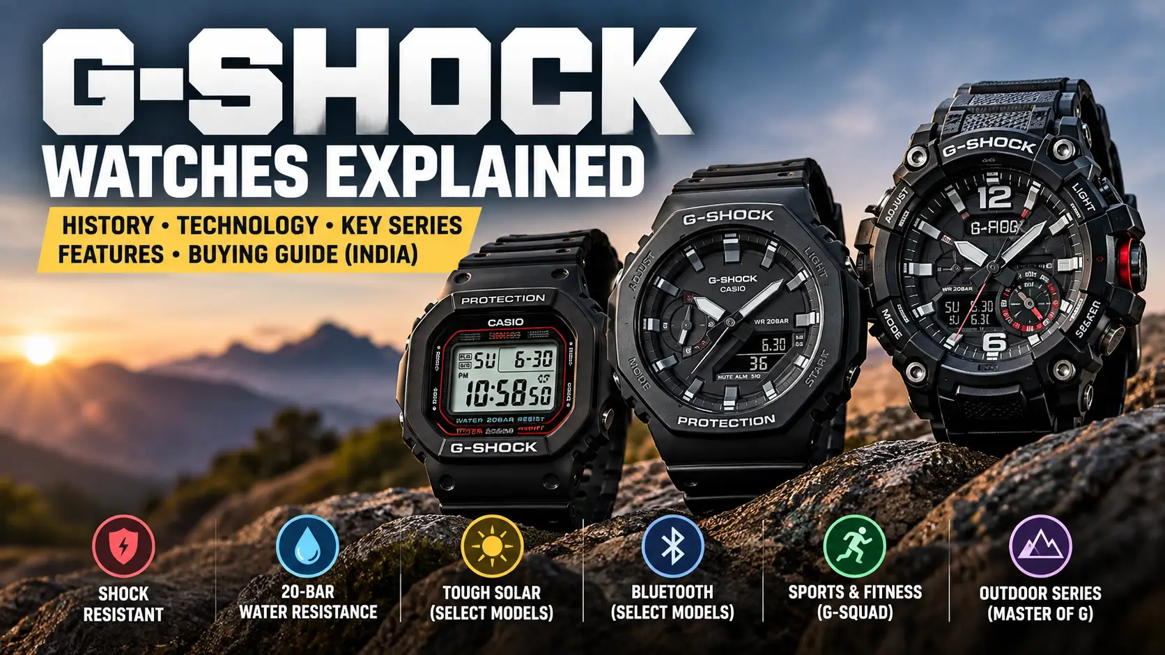 Original Casio G-Shock square digital watch design.