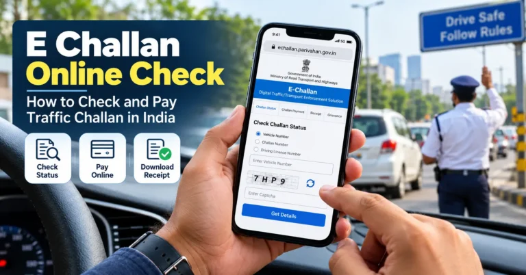 Checking e-Challan status online in India using a smartphone.
