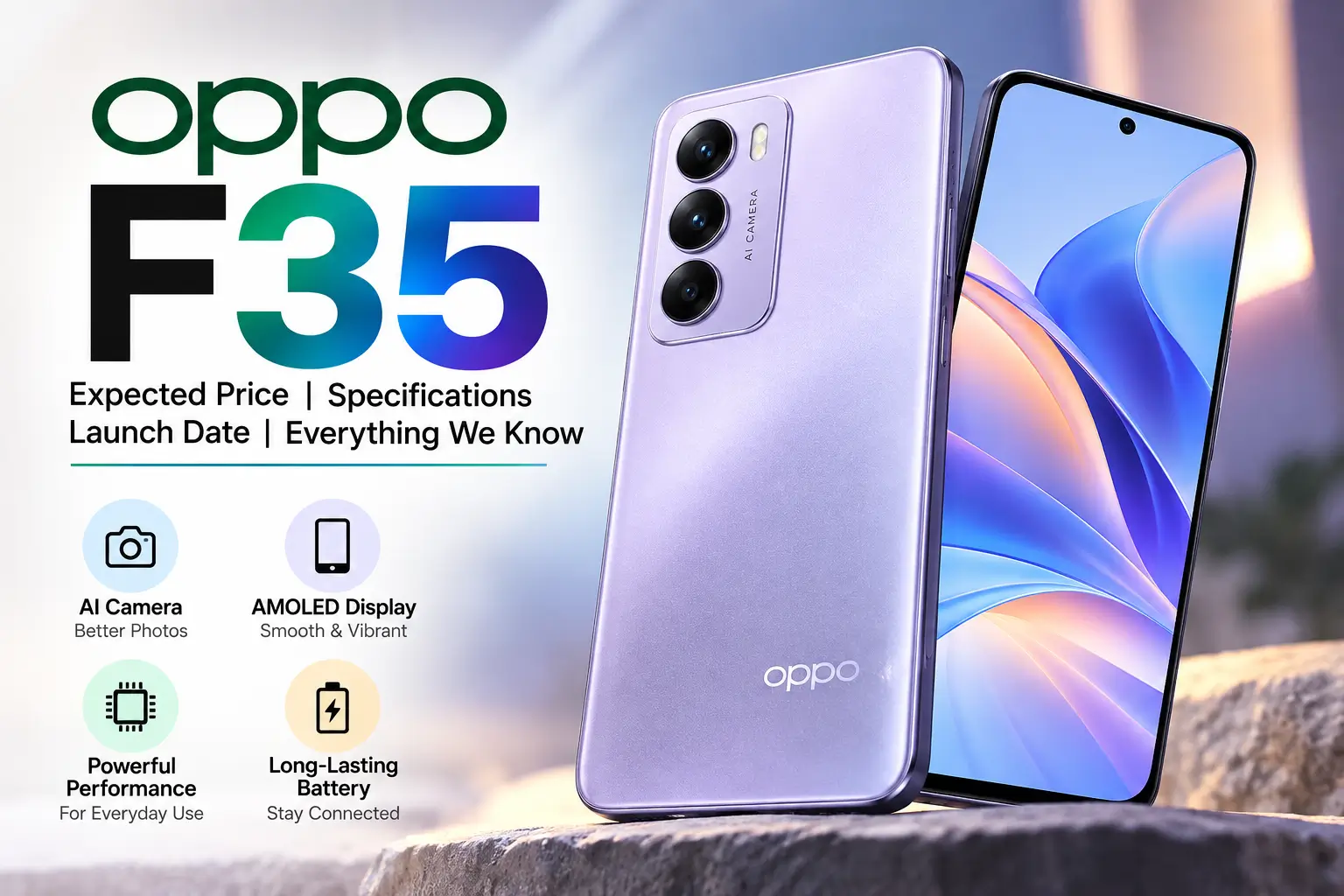 OPPO F35 5G with 50MP selfie camera, 8000mAh battery and 120Hz AMOLED display