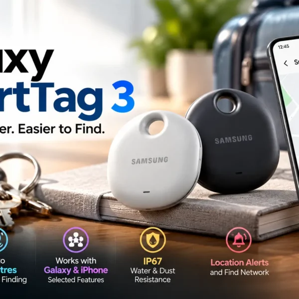 Samsung Galaxy SmartTag 3 in white and black