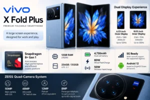 Vivo X Fold Plus foldable smartphone showing its large inner display.